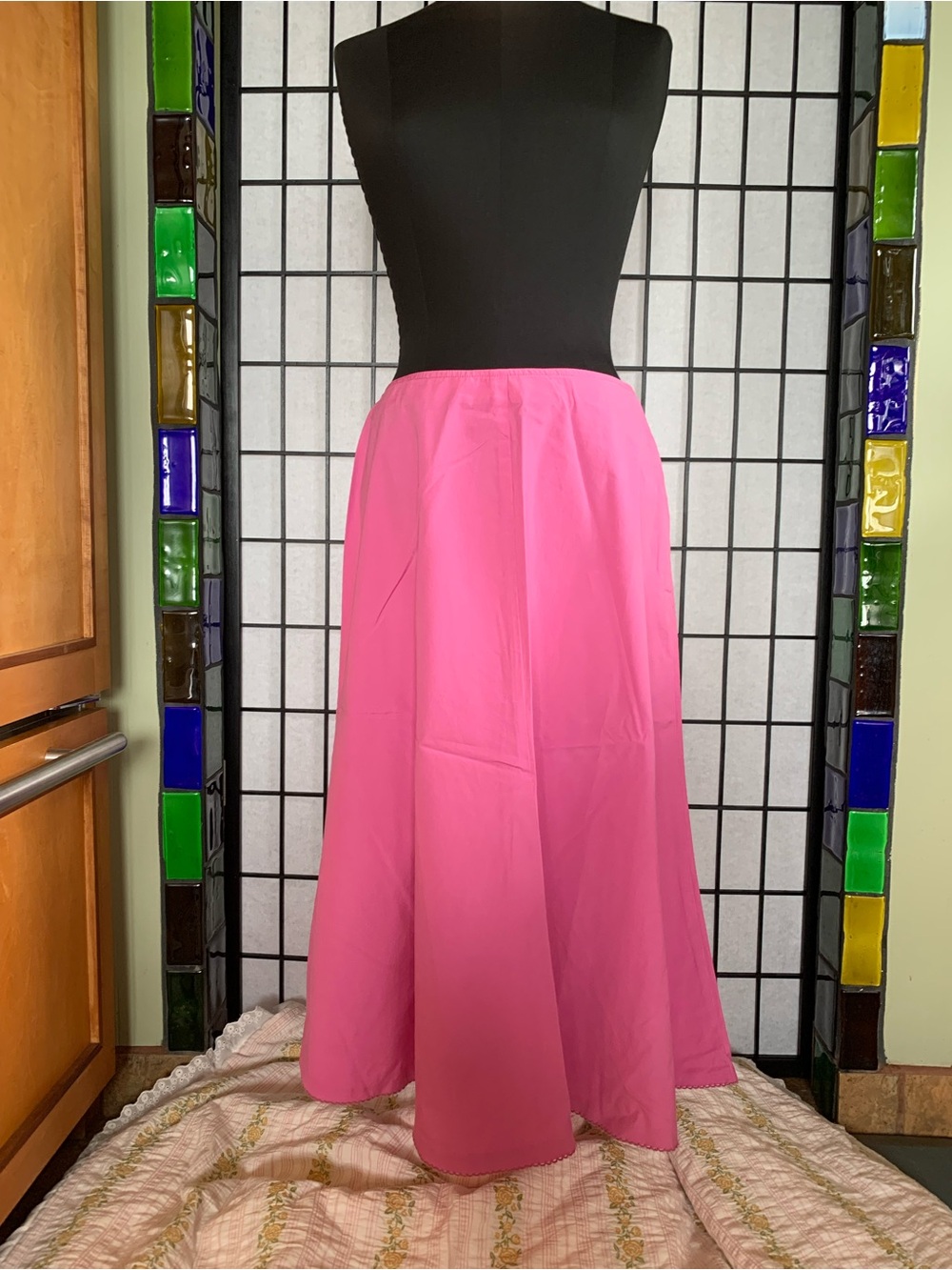 J JILL COTTON POPLIN SKIRT ROSE New With Tags BIAS CUT 8 TALL